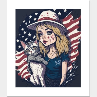 Patriotic Cat Mother Posters and Art